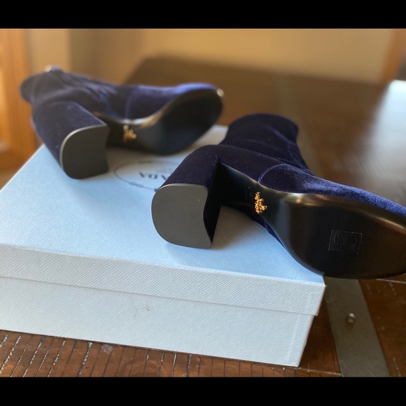New Prada Calzature Donna Boots Blue 38.5 - Picture 5 of 7